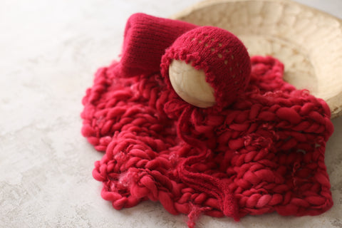La’Coco bonnet, wrap, mini curly layer set | Red Lipstick | RTS