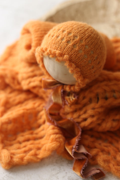 La’Coco bonnet, wrap and/or layer set | Tangerine | RTS