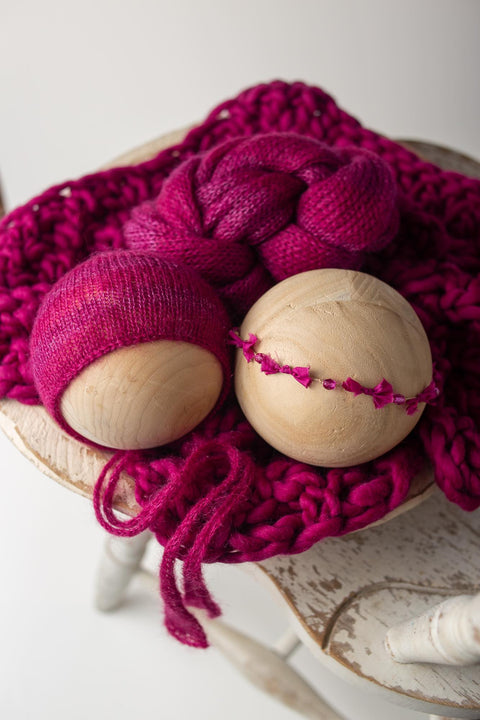 Golden Stitch Rory tieback, Striped bonnet, striped wrap and Asher layer set | Dragonfruit | RTS