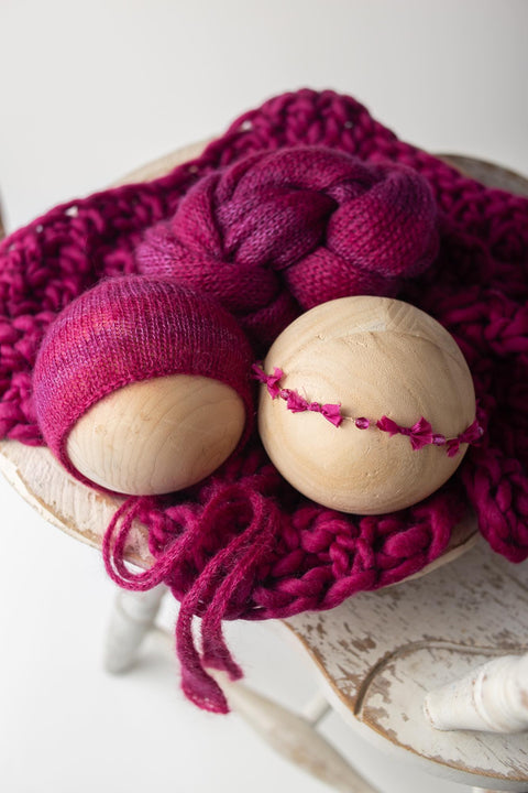 Golden Stitch Rory tieback, Striped bonnet, striped wrap and Asher layer set | Dragonfruit | RTS