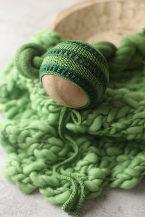 Kaikai bonnet, wrap and chunky layer | St. Patty | RTS