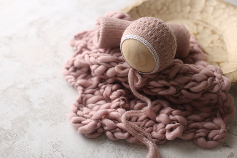 Eyelet Wave bonnet, wrap and/or chunky layer set | {Mae Berry} | RTS