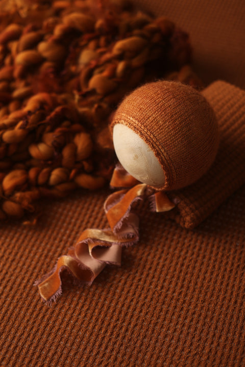 Wave bonnet, curly layer and/or wrap and backdrop set | Pumpkin | RTS