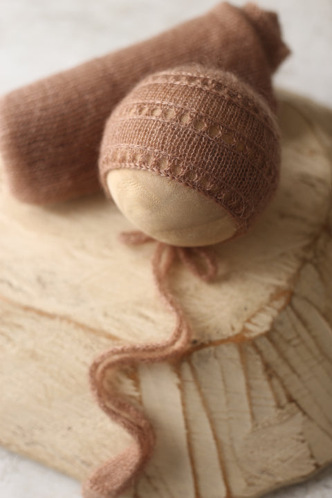 Kai bonnet and wrap set | Nutty | RTS