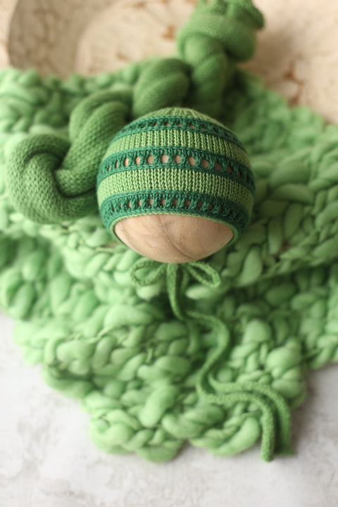 Kaikai bonnet, wrap and chunky layer | St. Patty | RTS