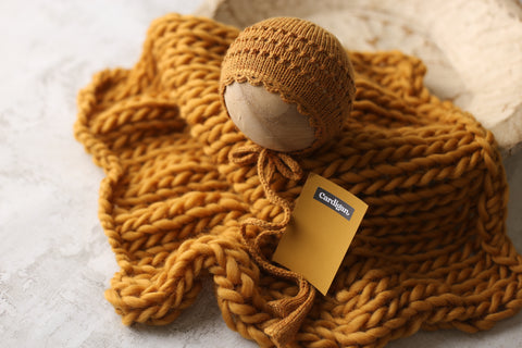 Emmie bonnet and wool layer set | {Cardigan} | RTS