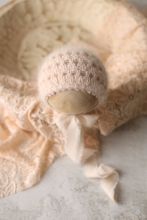 Maria bonnet and 50” Sakura lace wrap