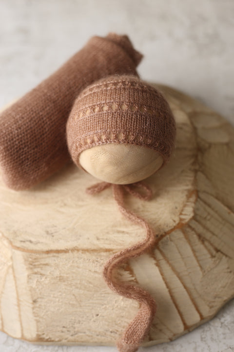 Kai bonnet and wrap set | Nutty | RTS