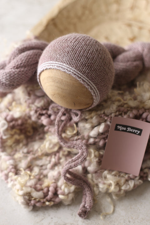 Mauve Dust | Wave bonnet and wrap only