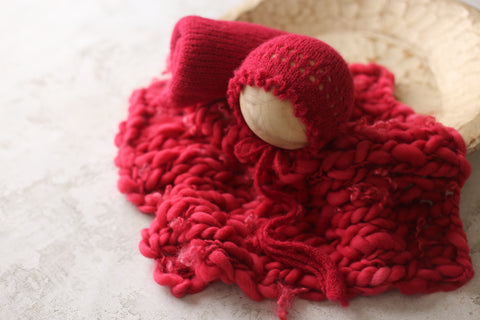 La’Coco bonnet, wrap, mini curly layer set | Red Lipstick | RTS