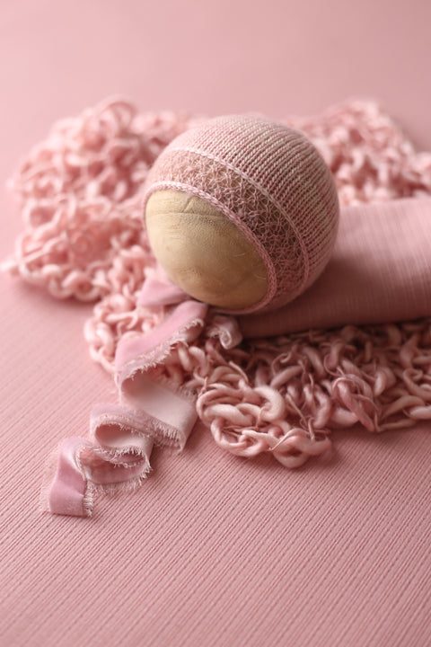 Enola bonnet, silky layer, textured wrap and backdrop set | Tulip Time | RTS