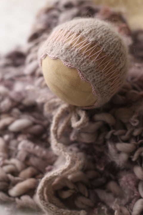 Prairie bonnet and curly layer set | Mauve {Ledges} | RTS
