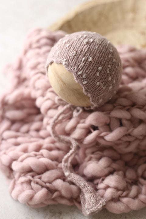 Scalloped bonnet and wool layer set | {Mae Berry} | RTS