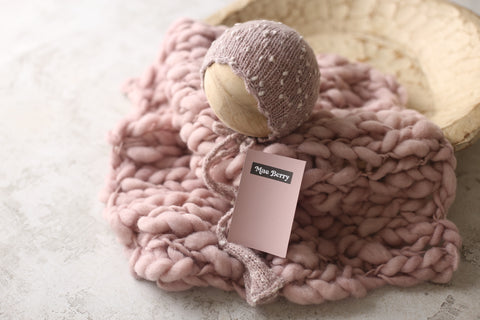 Scalloped bonnet and wool layer set | {Mae Berry} | RTS
