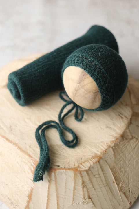 Enola bonnet, knit wrap and/or chunky layer set | {Cedar} | RTS