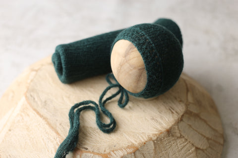 Enola bonnet, knit wrap and/or chunky layer set | {Cedar} | RTS
