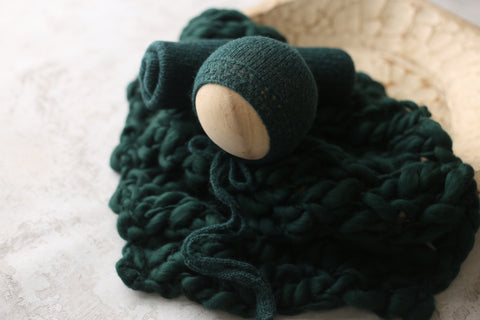 Enola bonnet, knit wrap and/or chunky layer set | {Cedar} | RTS