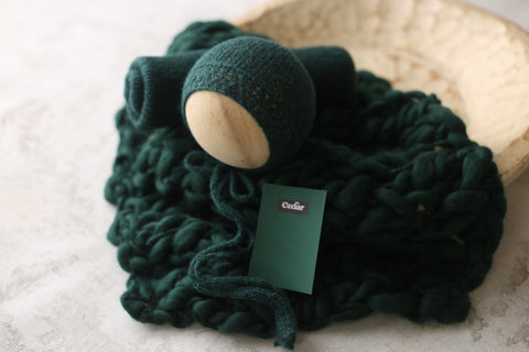 Enola bonnet, knit wrap and/or chunky layer set | {Cedar} | RTS