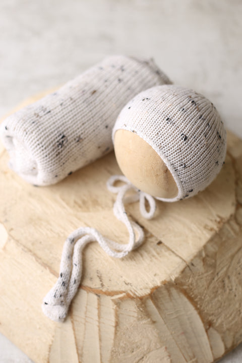 Tweed bonnet and wrap sets | Silver or Cookies & Cream | RTS