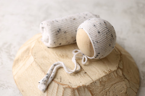 Tweed bonnet and wrap sets | Silver or Cookies & Cream | RTS