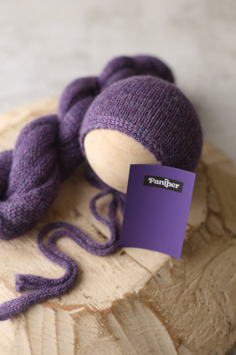 Wave alpaca bonnet and wrap set | Lilac | RTS