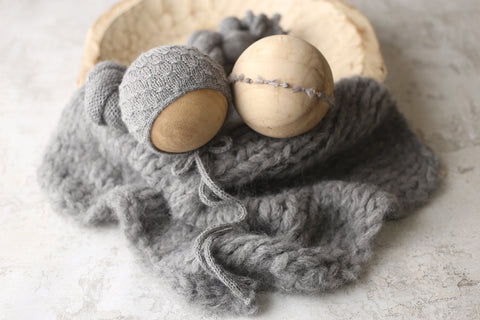 Collab: Drew bonnet, wrap and Golden Stitch Rory tieback set | Grey | RTS