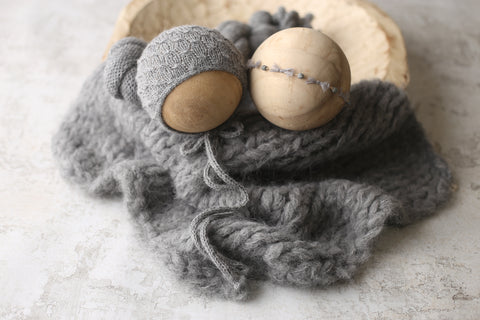 Collab: Drew bonnet, wrap and Golden Stitch Rory tieback set | Grey | RTS