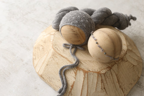 Collab: Drew bonnet, wrap and Golden Stitch Rory tieback set | Grey | RTS