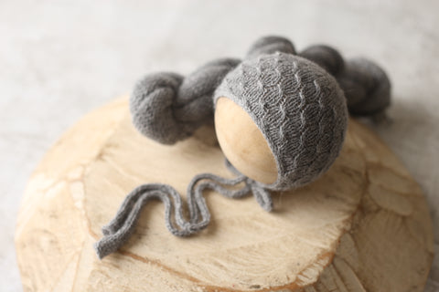 Collab: Drew bonnet, wrap and Golden Stitch Rory tieback set | Grey | RTS