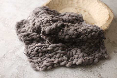 Warm Charcoal mini blanket | Curly | RTS