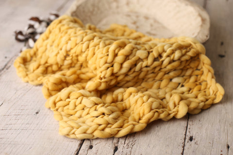 {Honeycomb} Mustard mini blanket | Curly/No curls
