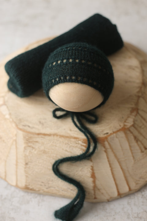 Kai bonnet and wrap set | Sacramento Green | RTS