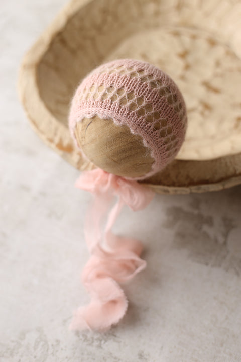 Shoshie bonnet and/or wrap set | Pink | RTS