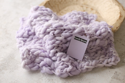 Lavender {Candy Hearts} mini blanket | Curly/No curls