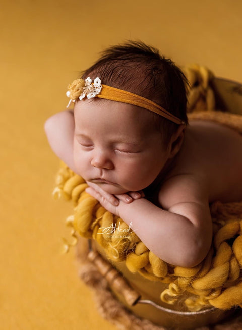 {Honeycomb} Mustard mini blanket | Curly/No curls