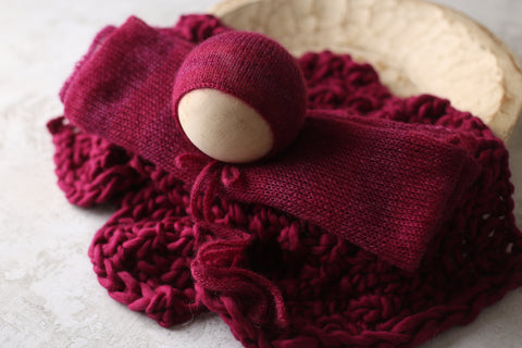 Golden Stitch Rory tieback, Striped bonnet, striped wrap and Asher layer set | Dragonfruit | RTS