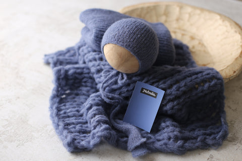 Misha bonnet, wrap and Breezy layer set | Denim/Kinda {Nebula} | RTS