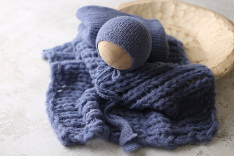 Misha bonnet, wrap and Breezy layer set | Denim/Kinda {Nebula} | RTS