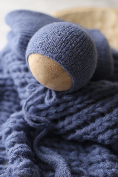 Misha bonnet, wrap and Breezy layer set | Denim/Kinda {Nebula} | RTS