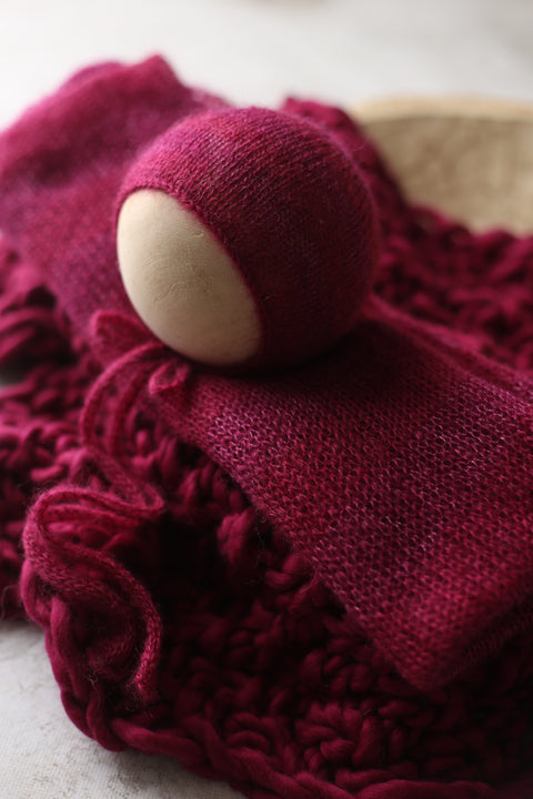 Golden Stitch Rory tieback, Striped bonnet, striped wrap and Asher layer set | Dragonfruit | RTS