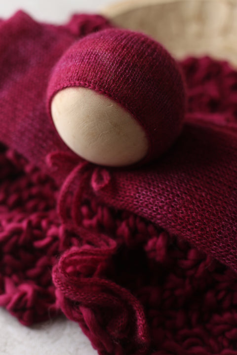 Golden Stitch Rory tieback, Striped bonnet, striped wrap and Asher layer set | Dragonfruit | RTS