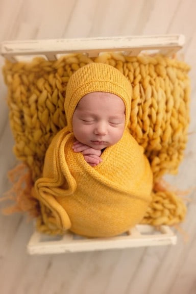 {Honeycomb} Mustard mini blanket | Curly/No curls