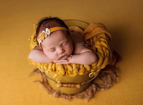 {Honeycomb} Mustard mini blanket | Curly/No curls