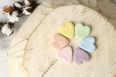 Collab: Golden Stitch Rory bow tieback and/or chunky layer and/or felted heart set | Vintage Rainbow | RTS
