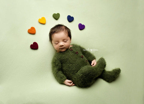 Collab: Golden Stitch Rory bow tieback and/or chunky layer and/or felted heart set | Vintage Rainbow | RTS