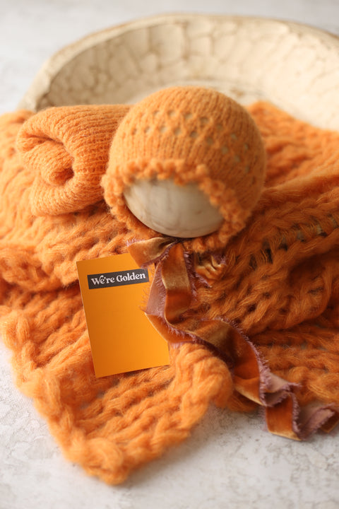 La’Coco bonnet, wrap, Breezy layer set | Tangerine | RTS