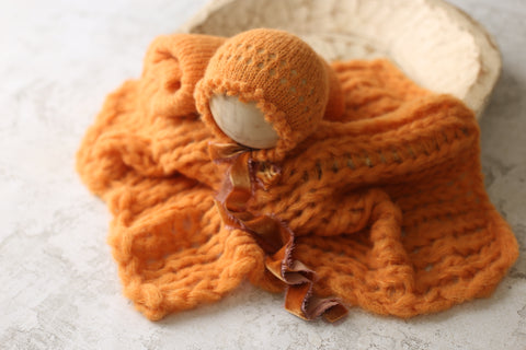 La’Coco bonnet, wrap and/or layer set | Tangerine | RTS