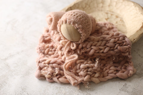 La’Coco bonnet, wrap, mini curly layer set | Pink Stone | RTS