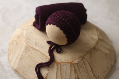 Emmie bonnet and wrap set | Blackberry | RTS