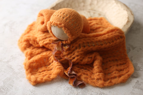 La’Coco bonnet, wrap and/or layer set | Tangerine | RTS